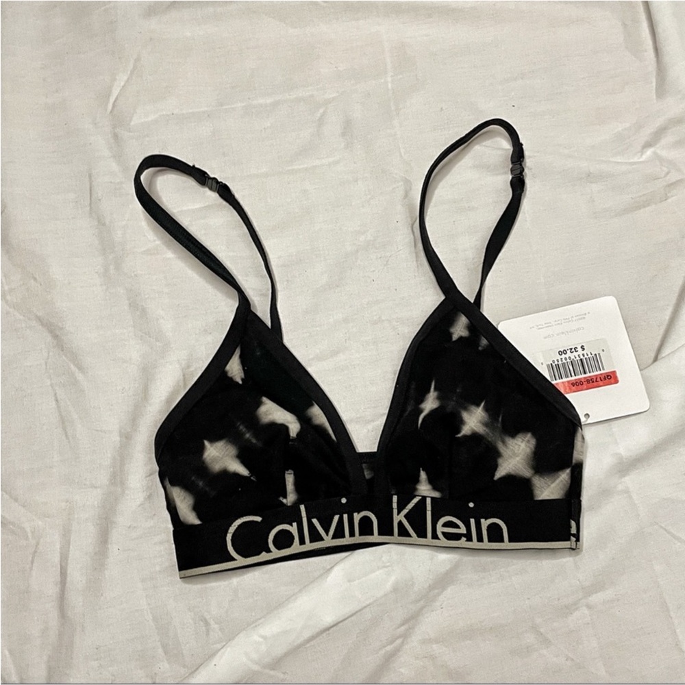 Calvin Klein Tie Dye Tringle Bralette Black White